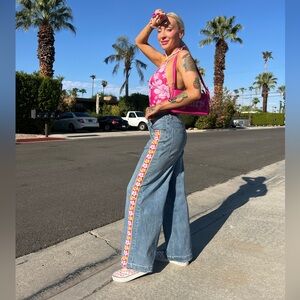 Delia’s for Dollskill Hibiscus wide leg jeans
